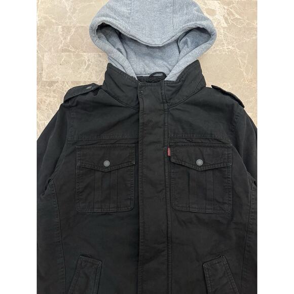 Levi's Mens Hooded Jacket Black Size Small Lm2jc364 Removable Lining Heavyweight - Picture 4 of 10